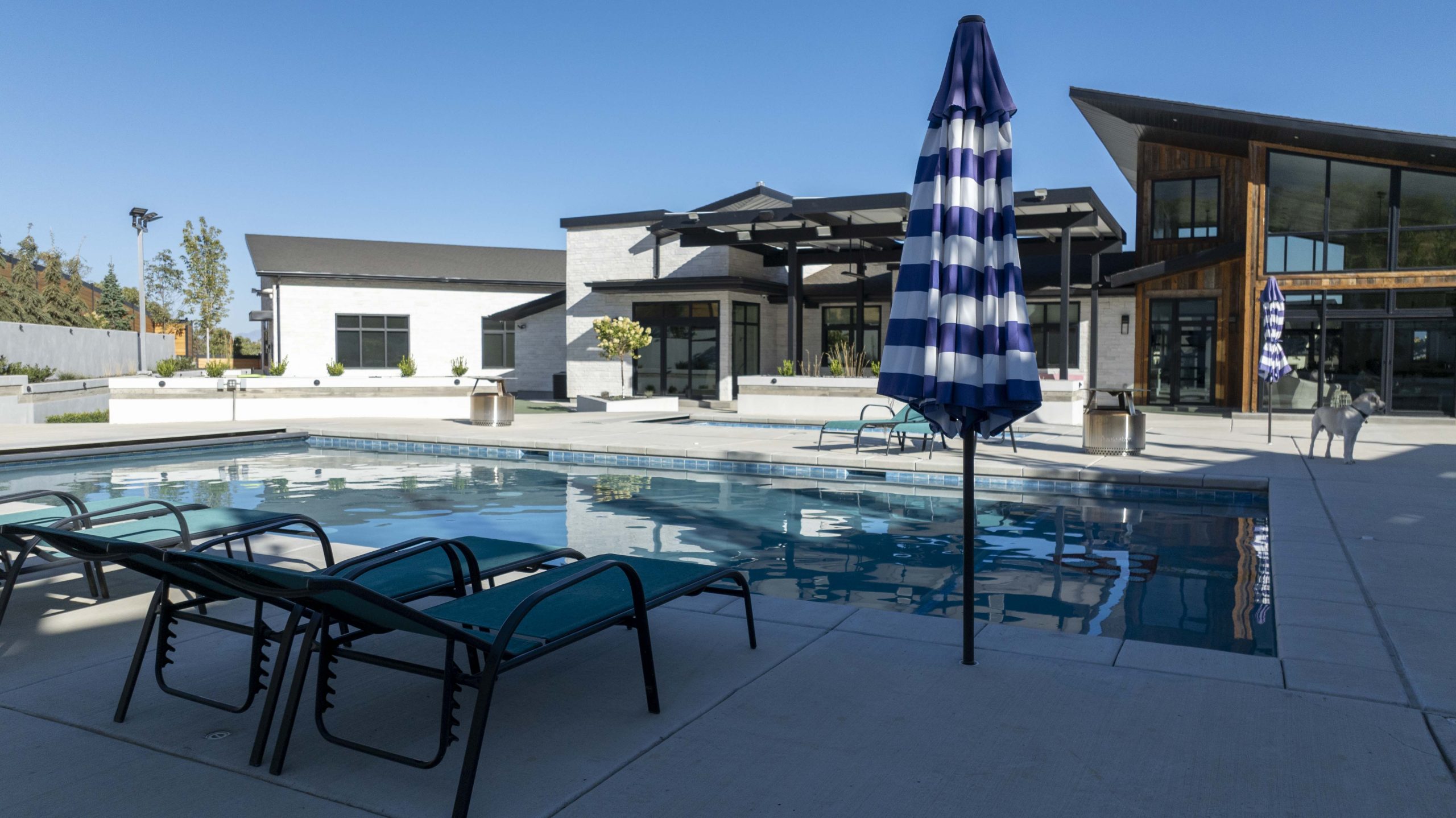 lawn chair by heated pool