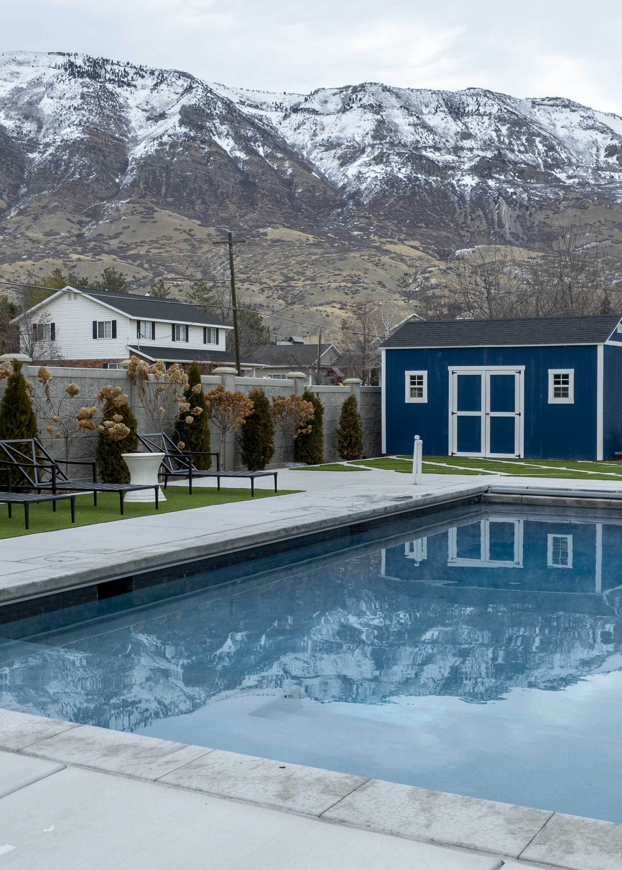 heated pool in winter